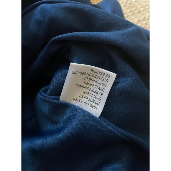 IEENA FOR MAC DUGGAL Blue Puff Sleeve Pleated Bodice Draped Gown Size 12 - Picture 11 of 12